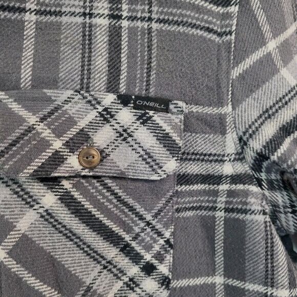 O'Neill Sherpa Lined Shacket Jacket Button Front Super Fleece Mens S Grey Plaid - Picture 4 of 7